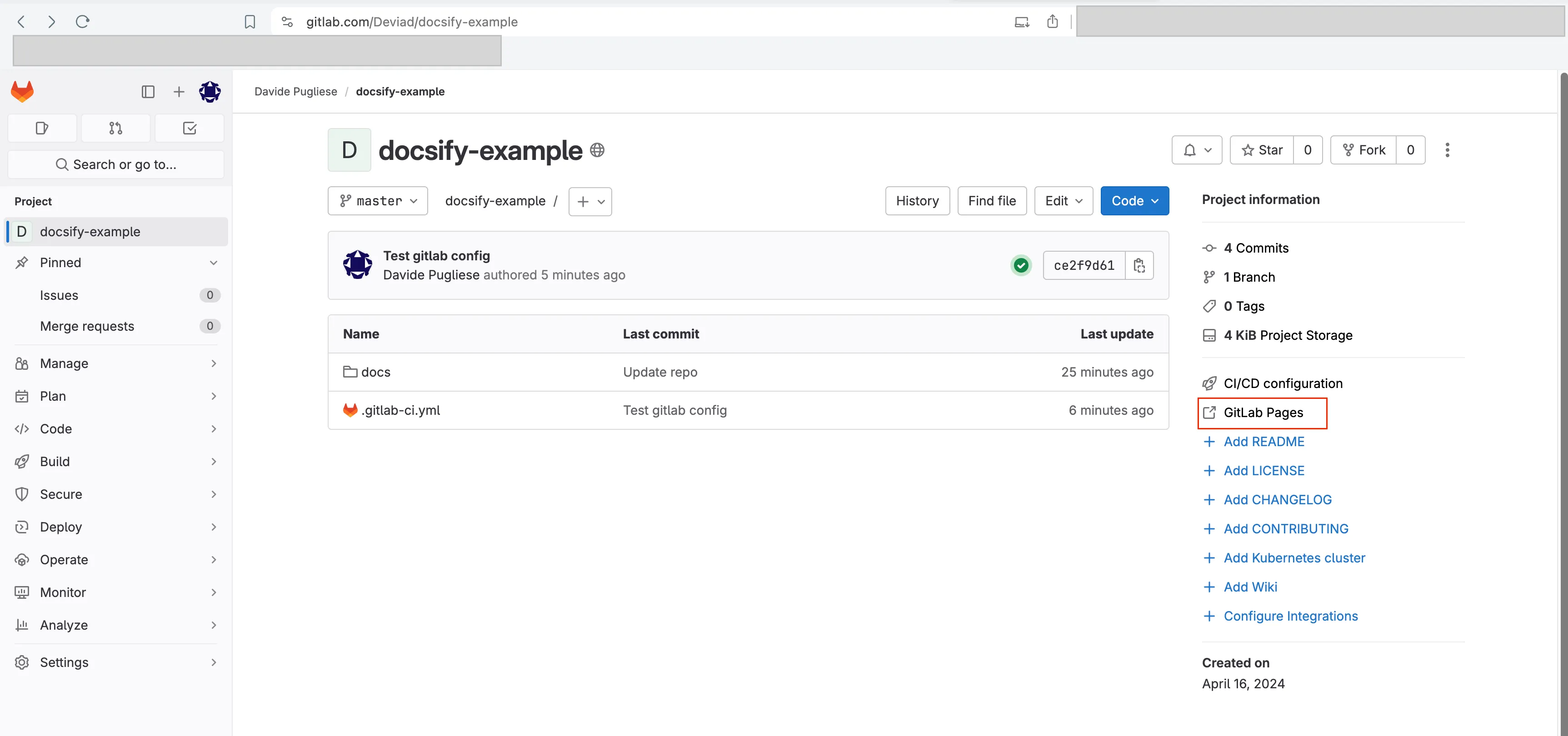 Docsify Gitlab